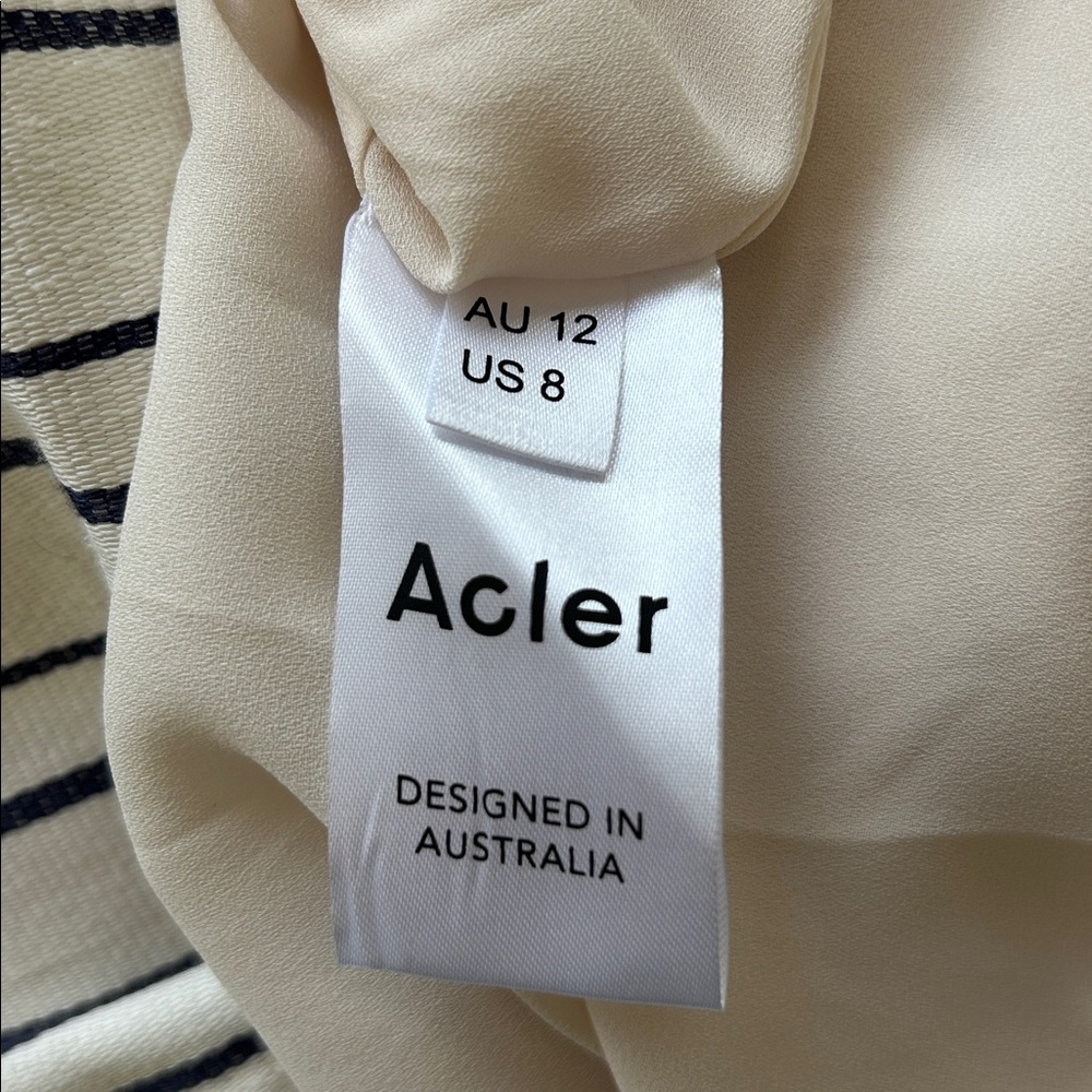 ACLER- Strand midi dress asymmetrical panels in navy and cream handkerchief hem - Picture 11 of 12
